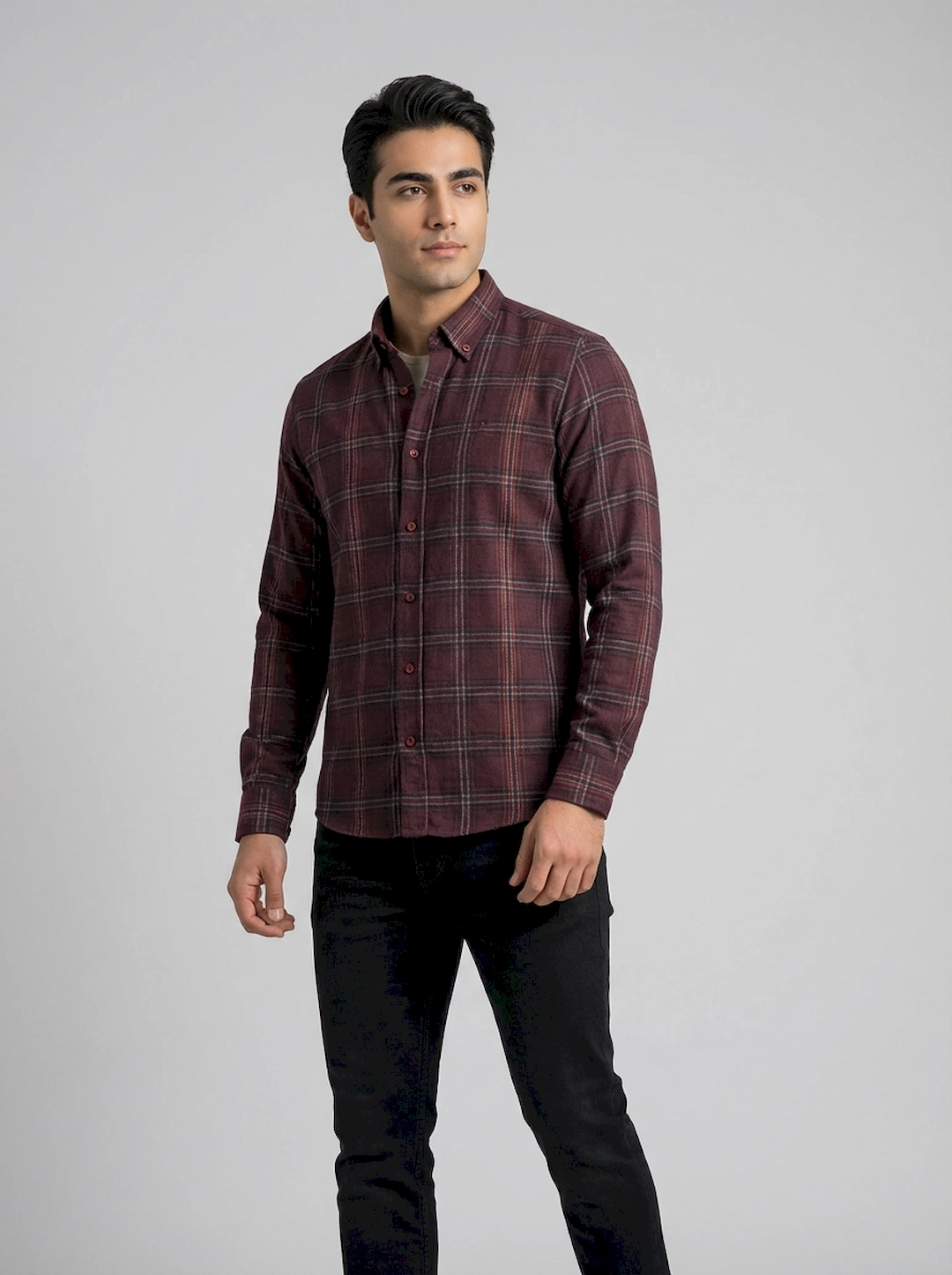 پیراهن چهار خانه پشمی مردانه 3604