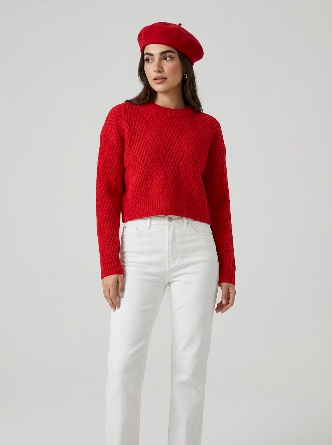 کراپ بافت طرح دار زنانه 3651