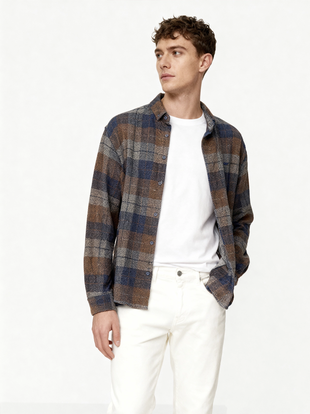 پیراهن چهارخانه پشمی 3432