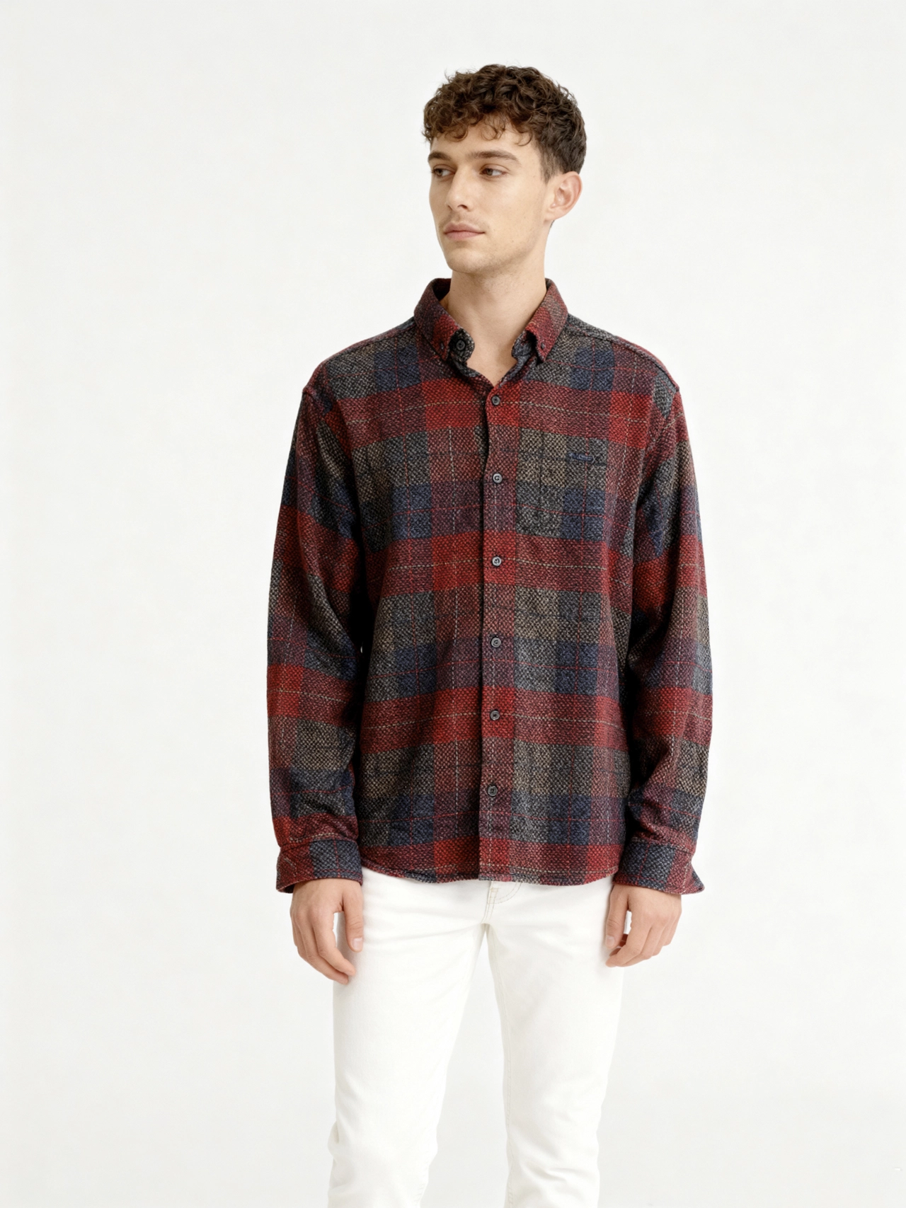 پیراهن چهارخانه پشمی 3432